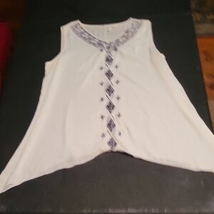 Cato White and Black Embellished Tank Top